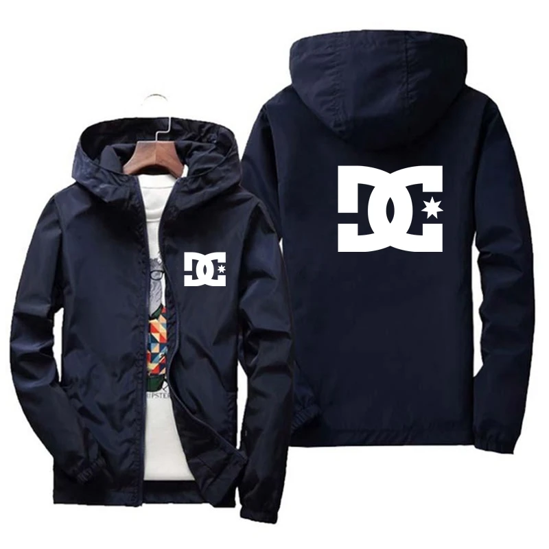 

Брендовая мужская куртка, модная ветровка, мужская куртка на молнии, тонкая куртка с капюшоном, весна и осень, ветрозащитная бейсбольная кур...