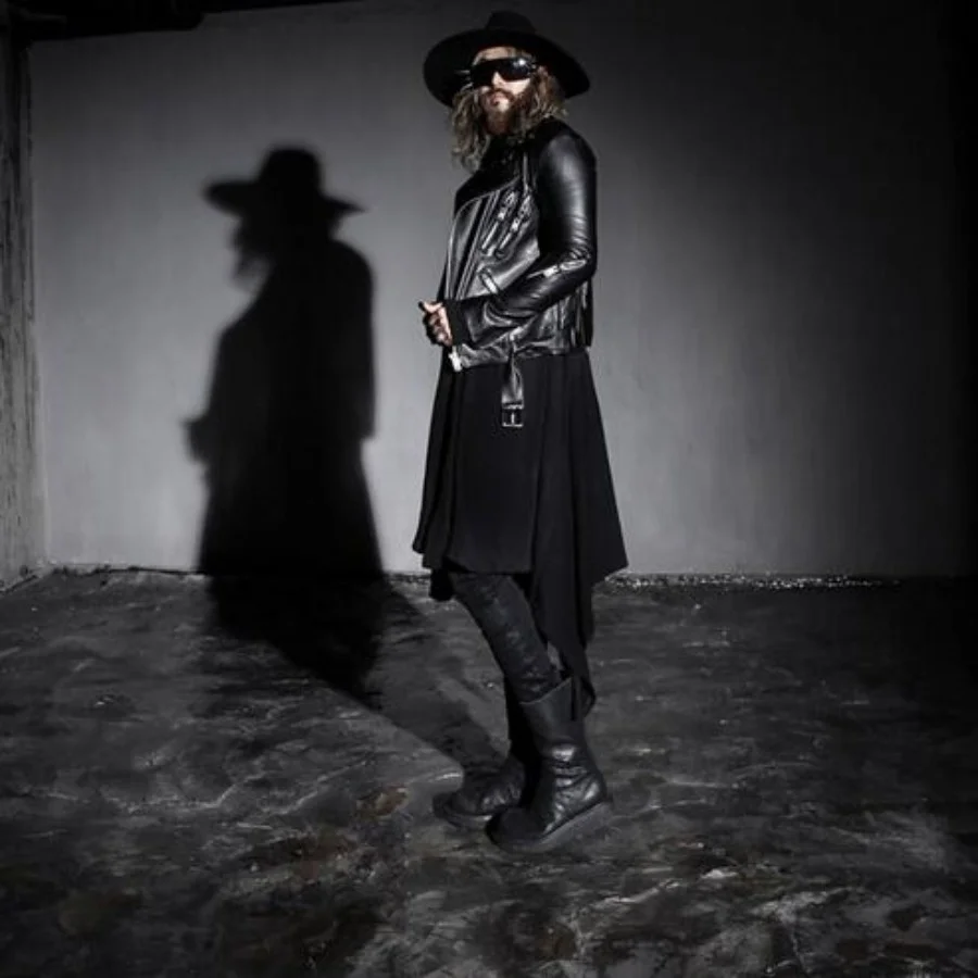 Autumn Gothic Mens Punk Long Cloak Causal Loose Nightclub Cosplay Trench Wizard Cap Mantle Man Black Outerwear Coats Cardigan | Мужская