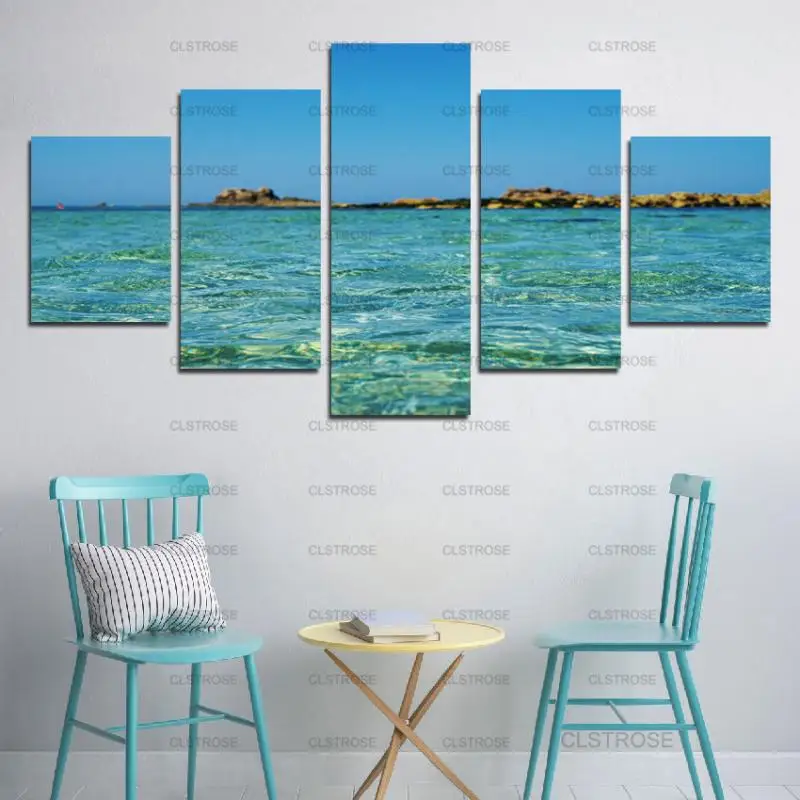 

5Pcs Decorative Posters Beautiful Green Lake Painting Canvas Painting Home Wall Art Canvas Hd Printing Irregular Decorative