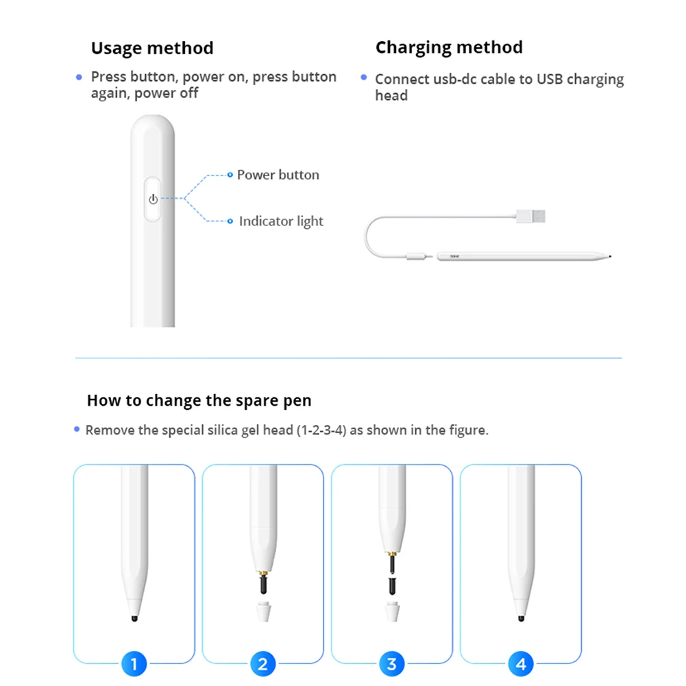 Универсальный Активный емкостный стилус для сенсорного экрана Умная Ручка Apple iPad