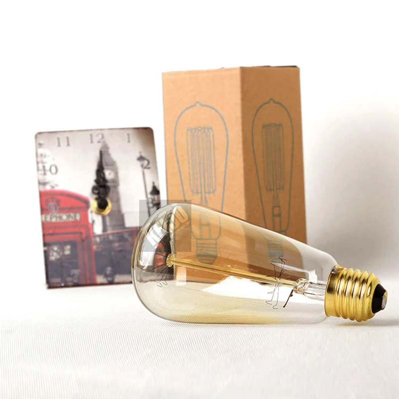 ST64 лампы Винтаж Edison светильник s лампочки E26/27 База 220V накаливания 40 Вт старинная