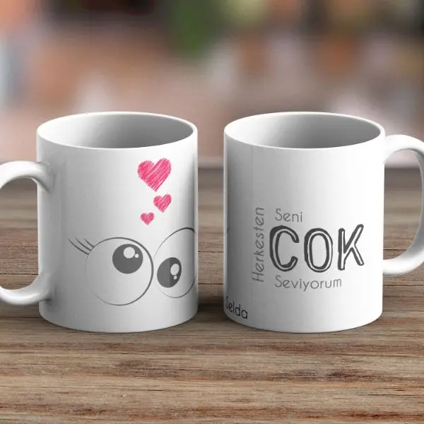 

Personalized Cute Eyes Kombin Mug Set