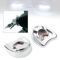 chrome abs motorbike fairing mount side mirror cover shell with white led light for harley electra glide touring 1996 2013