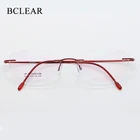 BCLEAR, высококачественные светильник женские очки из чистого титана без оправы, оптическая оправа с памятью, очки без оправы из трех частей, новая мода 9008