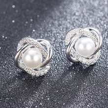 2021 Crystal Star Pearl Ear Stud Earrings For Women Wedding Jewelry Engagement Bridal Exquisite Accessories Anniversary Gift