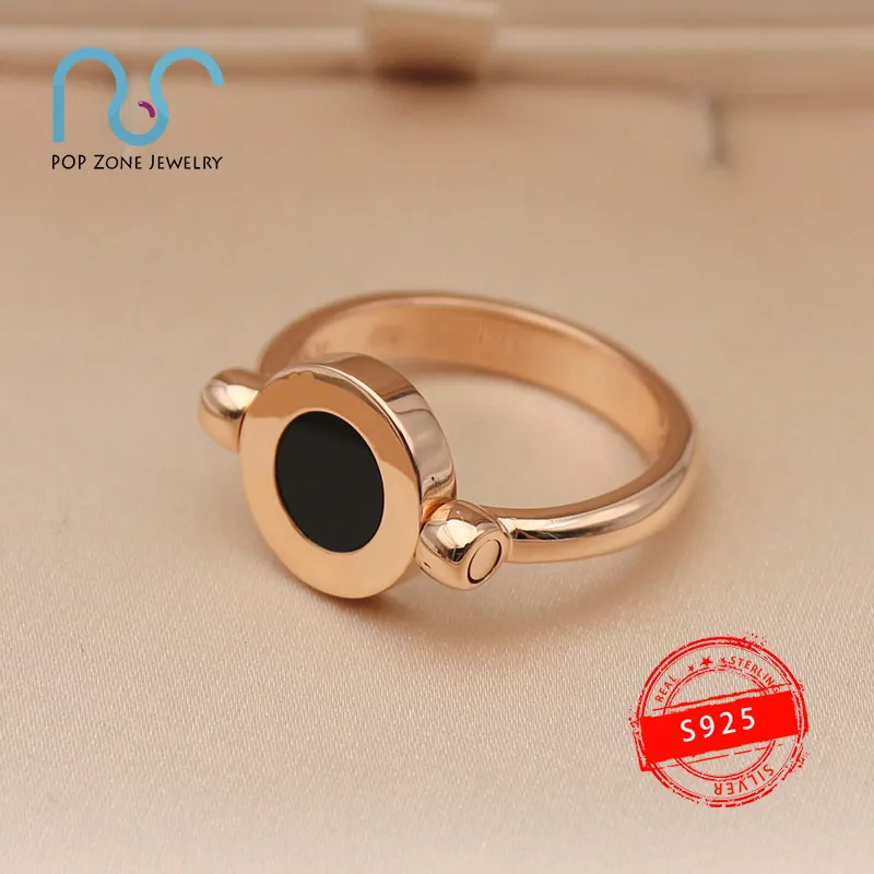 

Famous Brand Luxury Ring Bv Ancient Coins Shape Flip Ring Mother Of Pearl Onyx Sterling Silver Ring Noble Party Gift With Logo