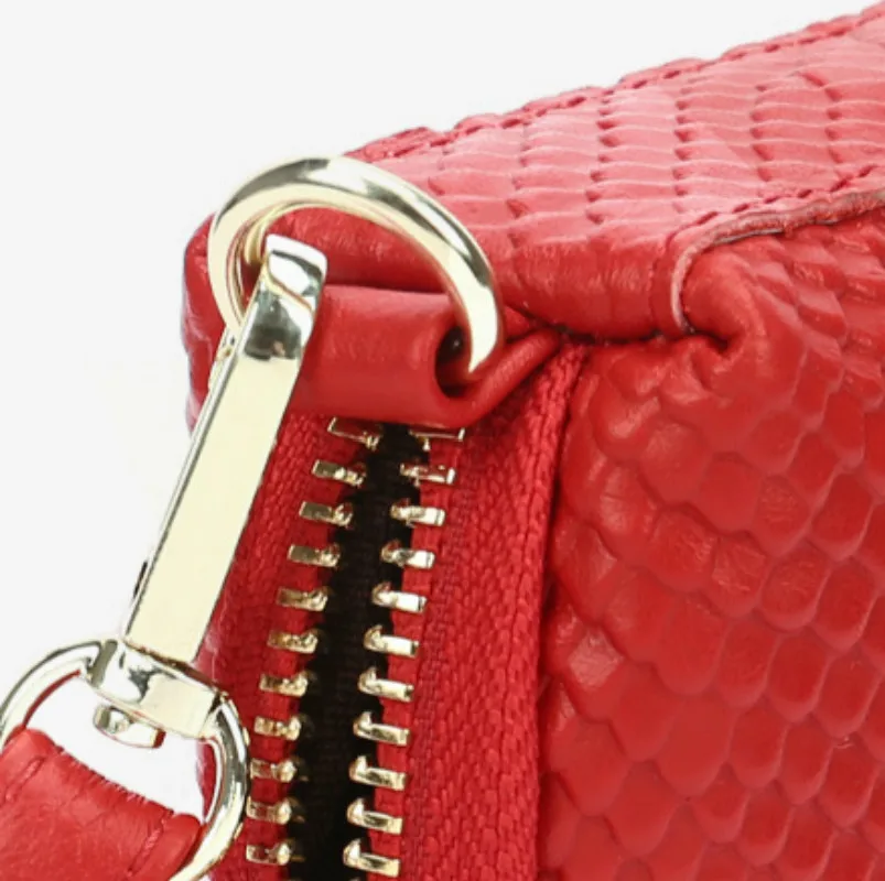 

New First Layer Cowhide Ladies Clutch Fashion Leather Snake Print Zipper Long Wallet Large Capacity Clutch Bag Women wallets