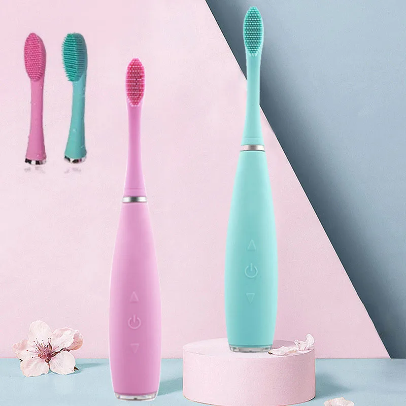 Мощная Ультразвуковая USB перезаряжаемая силиконовая электрическая зубная щетка