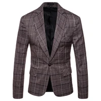 new style spring men plaid blazers british printed wedding business casual blazer suit jacket male formal blazers plus size 4xl
