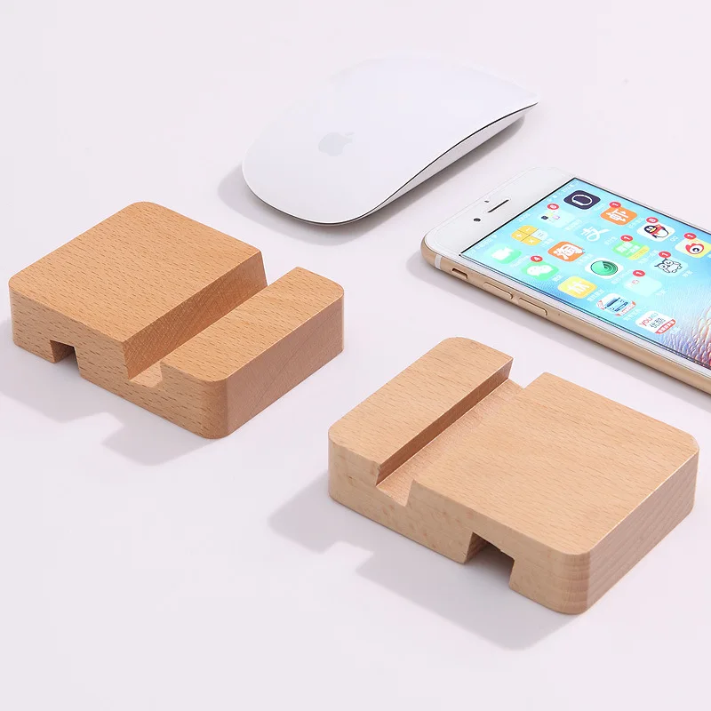 

Solid wood phone stand creative lazy two-slot i flat base universal mobile phone stand birch desktop stand