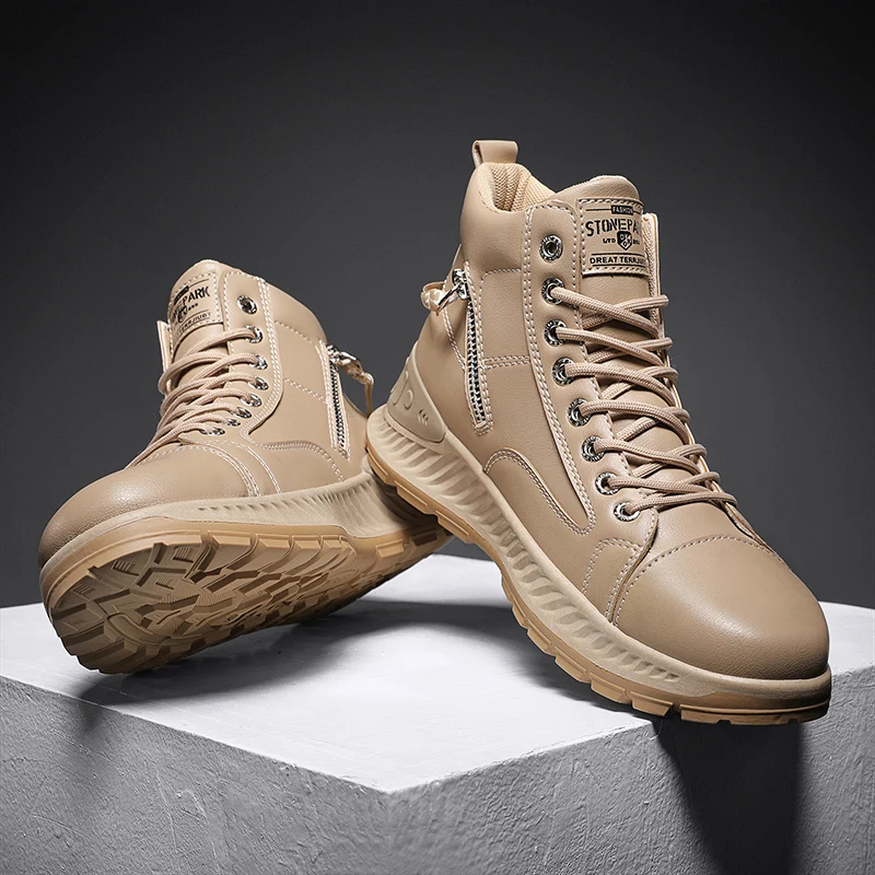 

2021 New Men Boots Lace up Military Boots Men Winter Ankle Lightweight Shoes Men Classic Casual Boots Outdoor Footwears