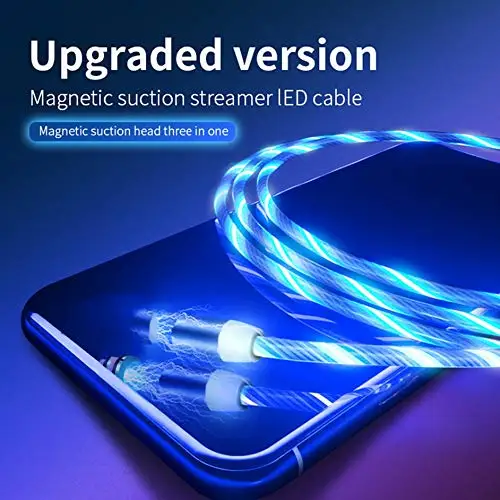 Fanshu 3 в 1 Магнитный USB кабель высокоскоростной USB для Micro type C зарядное устройство IOS кабель светодиодный свет для iphone Lightning Кабель