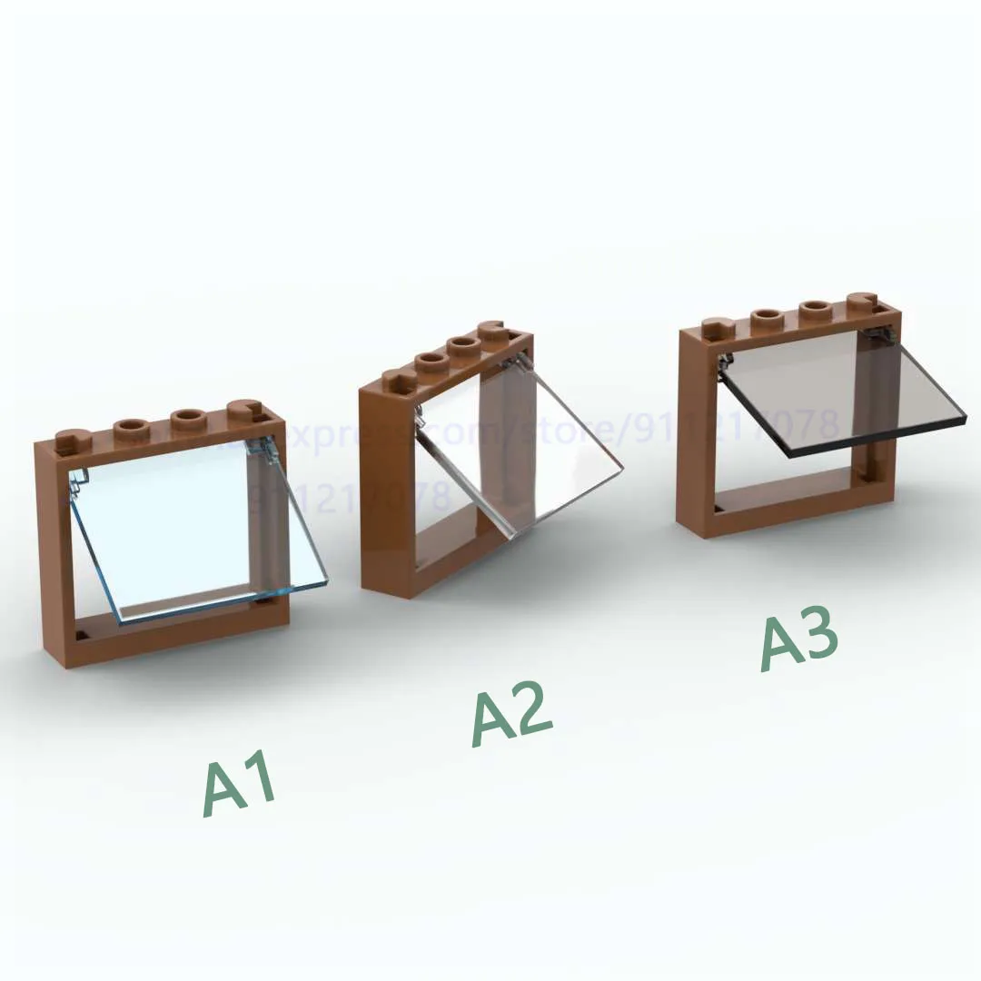 

10set Building Block Windows diy Bricks Parts 2IN1 60594 1x4x3 with 60603 openable glass Assembles Particles Children Toys