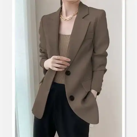 Женский черный блейзер, осень 2022, новый стиль, корейский темпераментный модный универсальный дизайн, чувственный нишевой костюм, Коричневы...