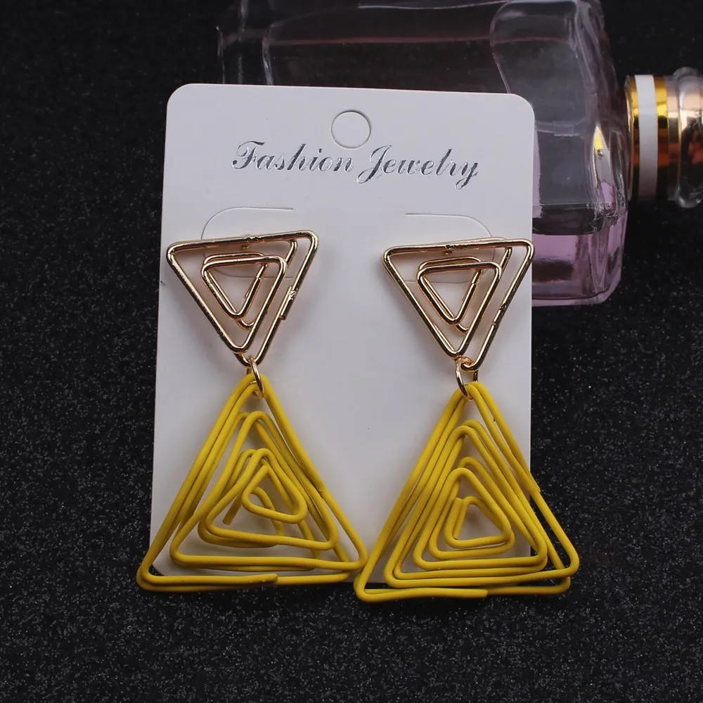 Оптовая продажа новые серьги модные золотого цвета Висячие треугольные для