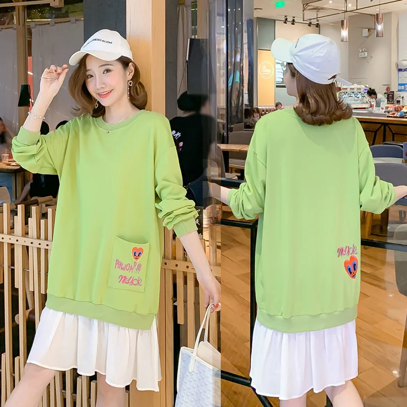 Вышитая карманная Одежда для беременных Платья женщин ежедневные осенне-зимние