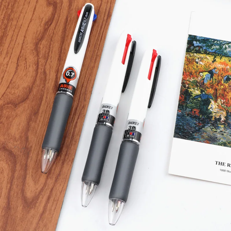 

B46 Ballpoint Pen Multicolor Color Student B49 Push Four-Color Medium Oil Pen New 0.7 Round Vermilion Refill B50 Student