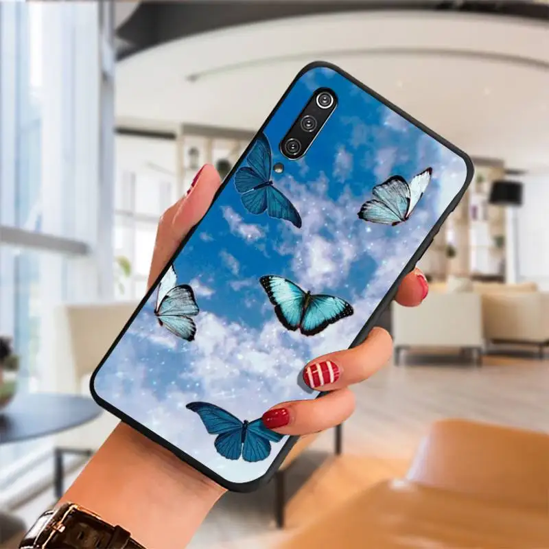 

Blue Butterfly Phone Case For Redmi note 4 9 6a 4x 7 5 8t 9 plus pro Cover Fundas Coque