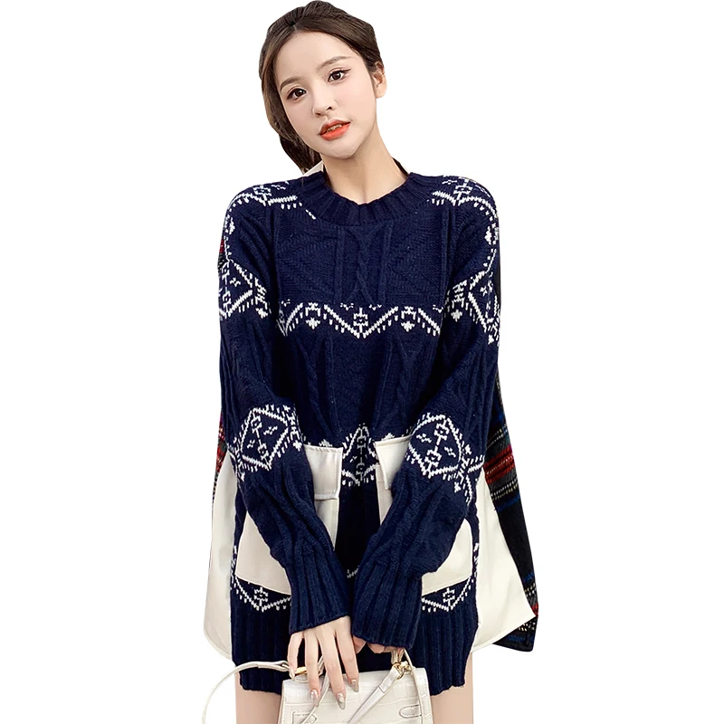 

Make new winter splicing holiday two female loose sweater outside the joker wind restoring ancient ways the knitting coat