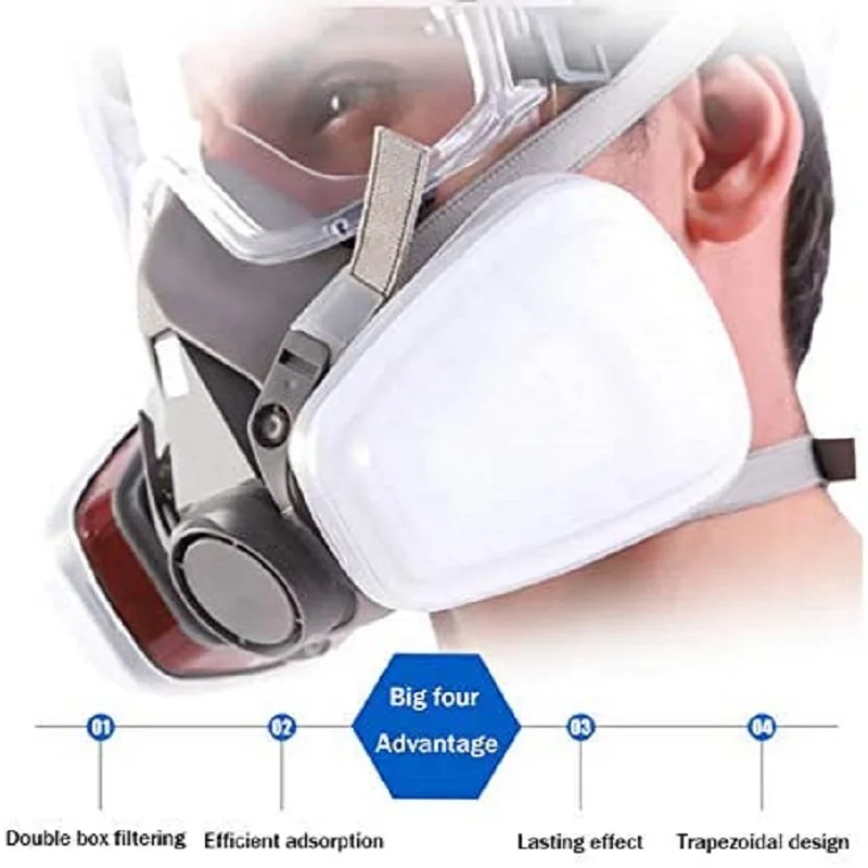 

Protective 6200 Type Dust Gas Masks Work Safety Respirator Half Face Dust Gask Mask For Painting Spraying Organic Vapor Chemical