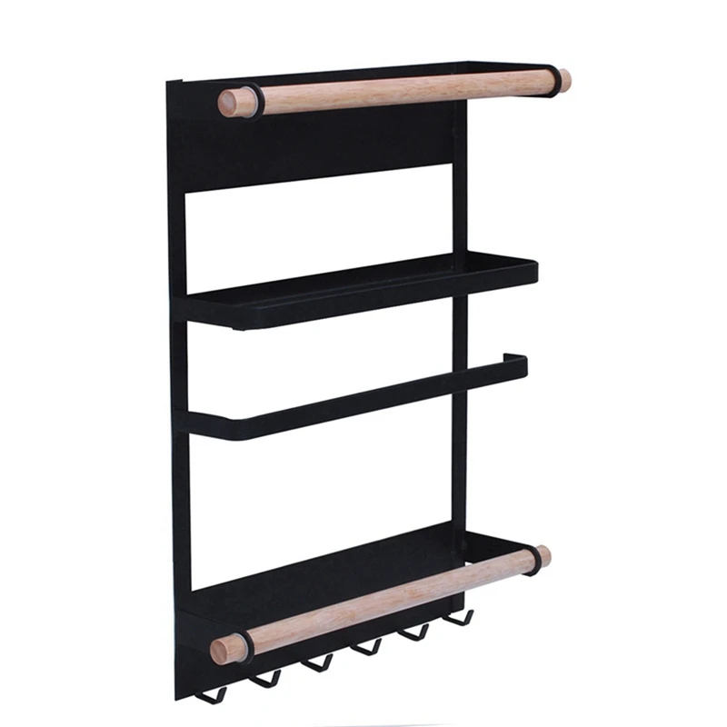 

Kitchen Rack Fridge netic Organizer -Design Paper Towel Holder, Rustproof Spice Jars Rack, Heavy-duty Refrigerator Shelf Stor