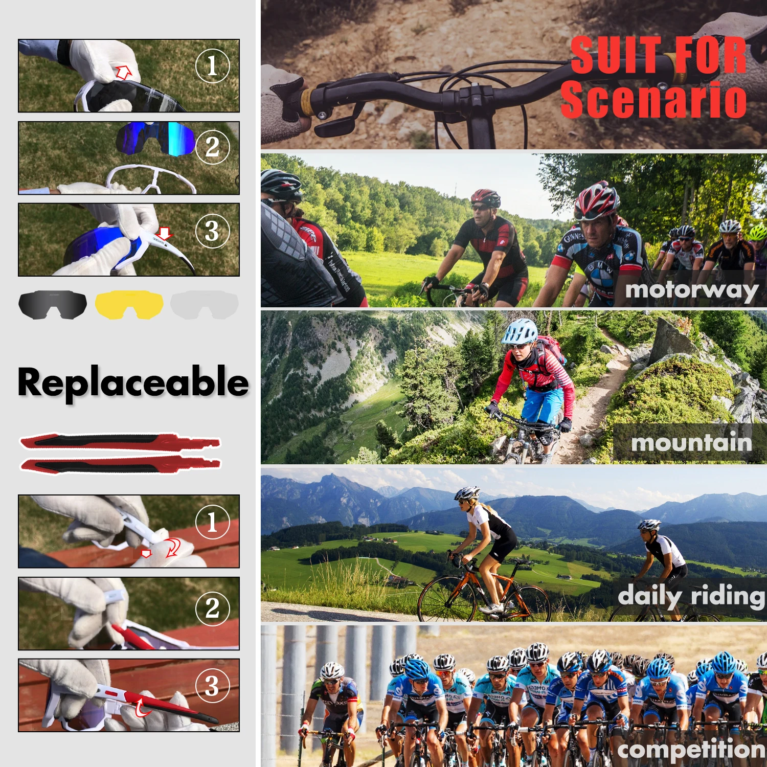 Queshark HD поляризованные велосипедные очки для мужчин и женщин 5 линз MTB дорожный велосипед TR90 рама