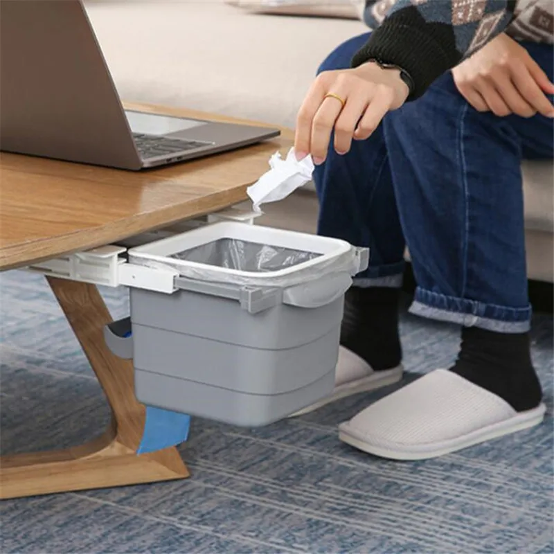 

Hidden Push-Pull Retractable Trash Can Drawer Storage Box Office Household Table Under Table Garbage Bin Portable Waste Bins