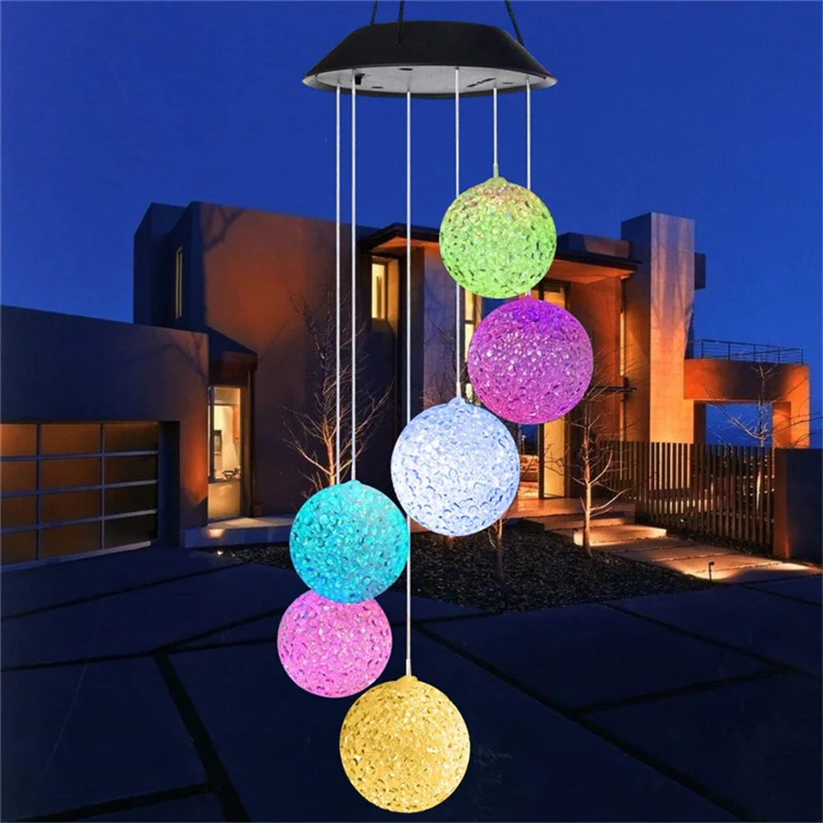 

PAMNNY Solar Garden Light Creative LED Color Changing Wind Chimes Landscape Light Outdoor Waterproof Home Courtyard Hanging Lamp