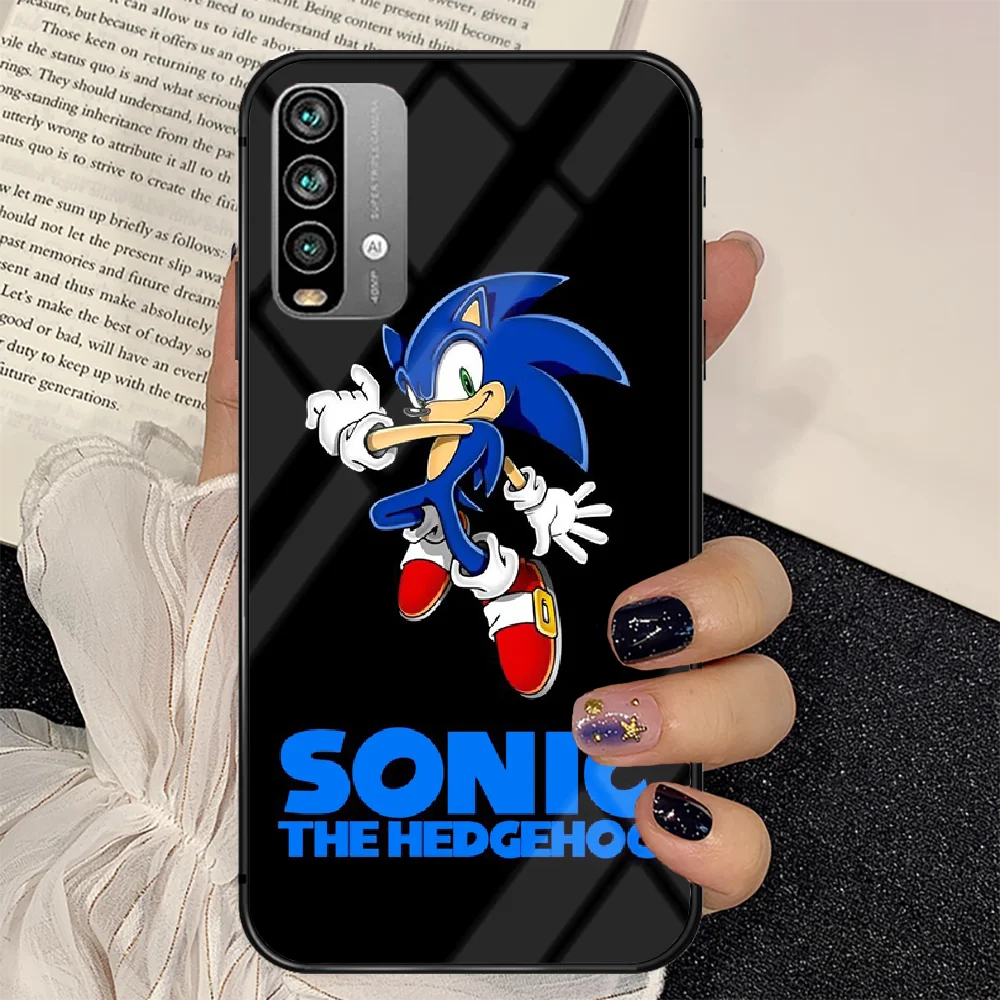 

Cartoon Sonic the Hedgehogs Phone Tempered Glass Case Cover For Xiaomi Redmi note k 7 8 9 10 30 40 A C T S Pro Painting Soft