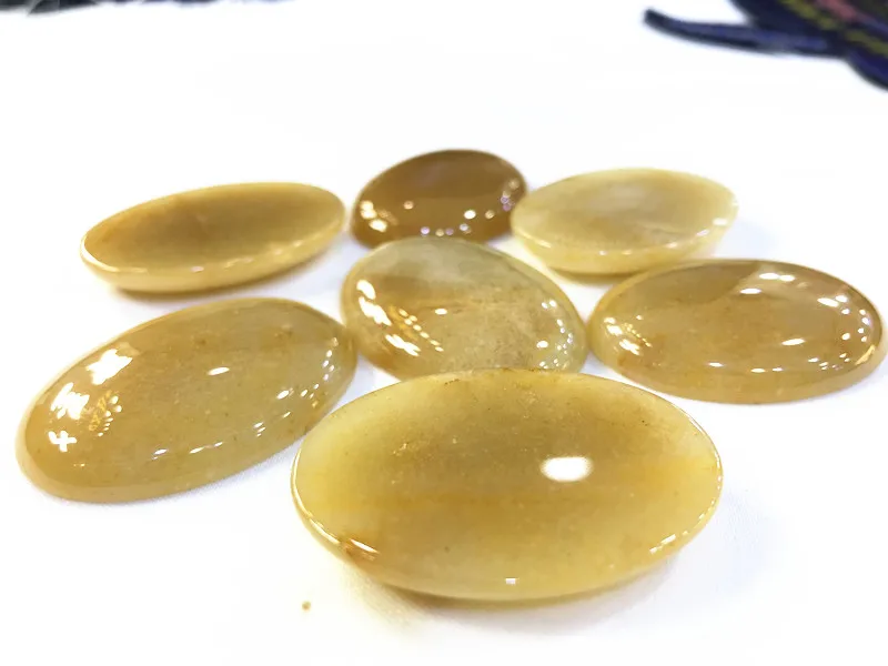 

Wholesale 10pcs/lot high quality natural yellow jade Oval CABOCHON 30x40mm charm beads for Diy jewelry making free shipping