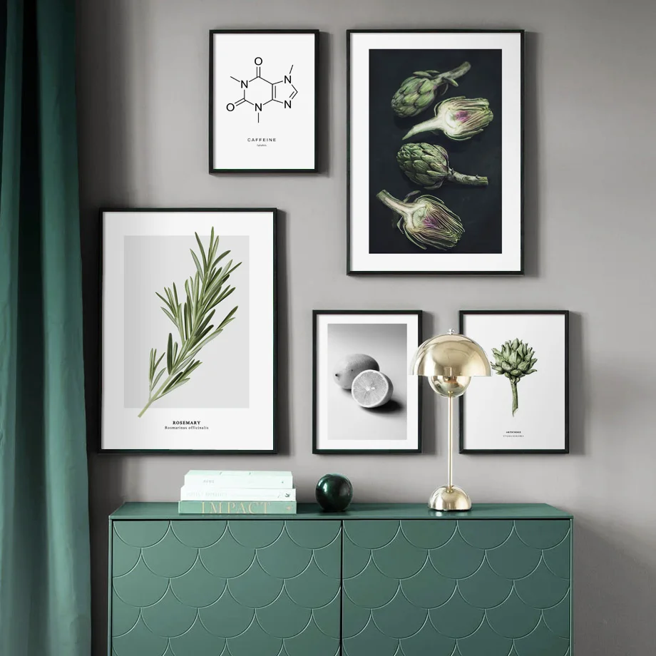 

Rosemary Caffeine Artichoke Lemon Kitchen Wall Art Canvas Painting Nordic Posters And Print Wall Picture For Living Room Decor
