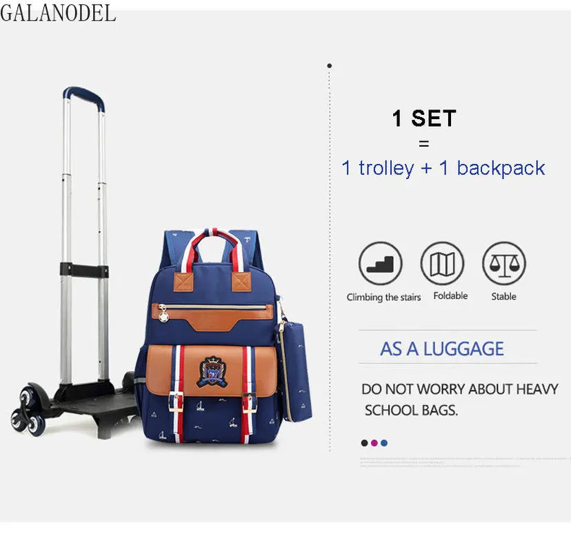 Дети колесных школьные сумки рюкзак для девочек и мальчиков чемодан на колесиках