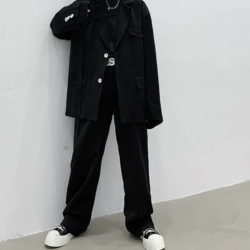 

New Black Suit Pants Men's Korean Trend Versatile Casual Straight Long Pants Fashion Bottoms 2021 Autumn Clothing