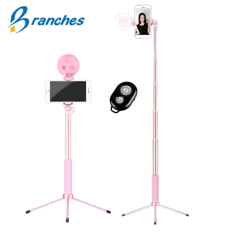 

Tripod Selfie Stick LED Ring light Stand 1.7m Extendable live 4 in 1 With Monopod Phone Mount for iPhone X 8 Android SmartPhone