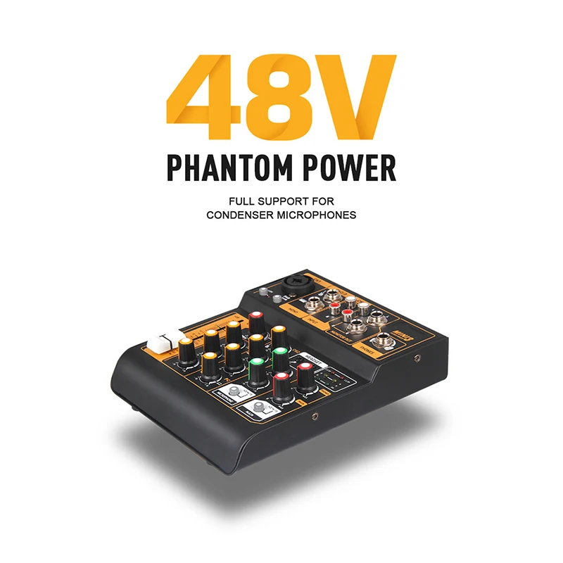 Мини Портативный 4 канала USB Микшер Live Studio аудио микшерный пульт DJ звук DC 48 В усилитель для караоке KTV матч вечерние музыка