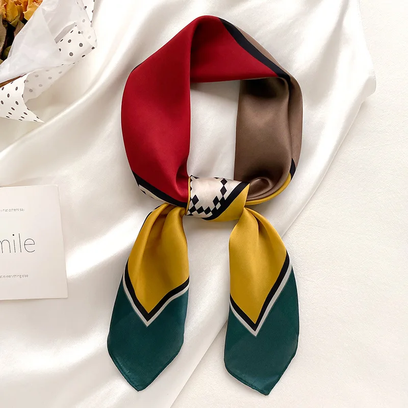 

Luxury Brand Spring Summer Silk Scarf Square Women Shawls Wraps Office Small Hair Neck Hijabs Foulard Scarves Female Bandanas