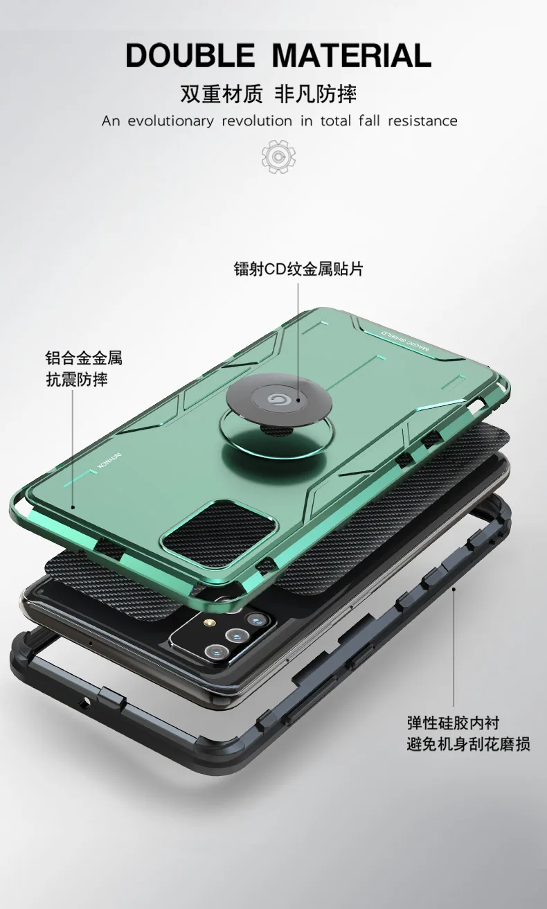 

BOBYT Aluminum Alloy Metal Case For Samsung Galaxy A51 A71 Back Cover Ring Magnetic Armor Car Holder Bracket Stand Case