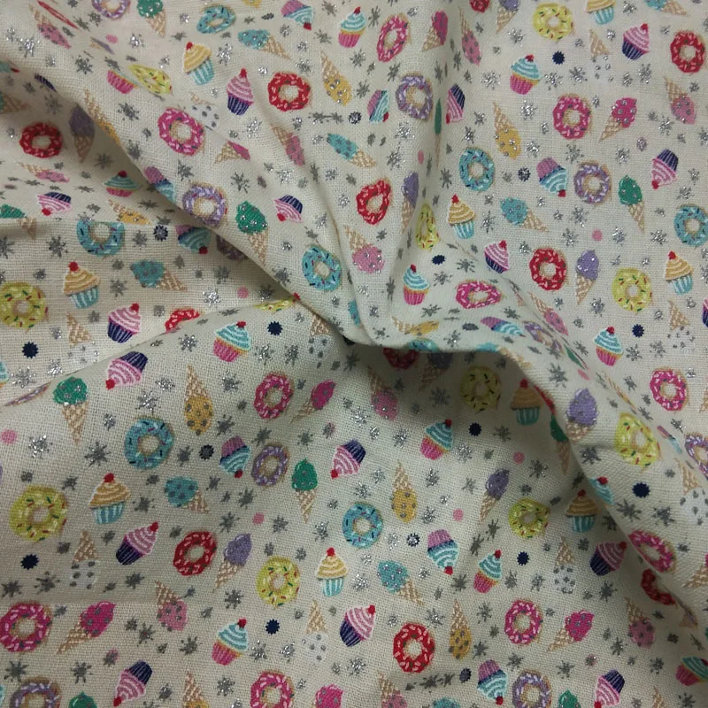 Цветочная Лоскутная хлопковая ткань 50x105 см с принтом в виде пончика | Дом и сад