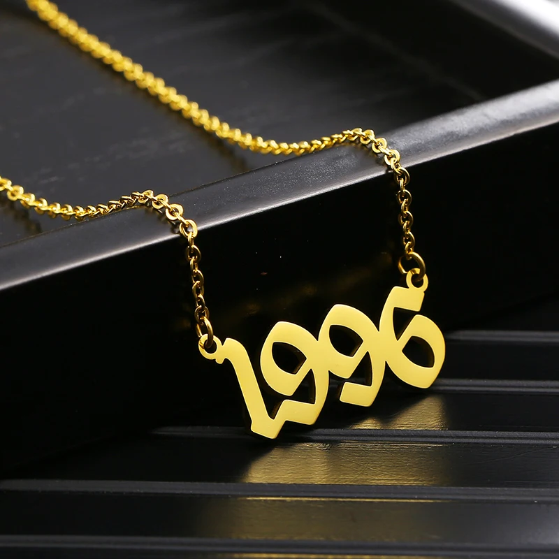Женское золотое ожерелье из нержавеющей стали с цифрами 1990-2020 | Украшения и