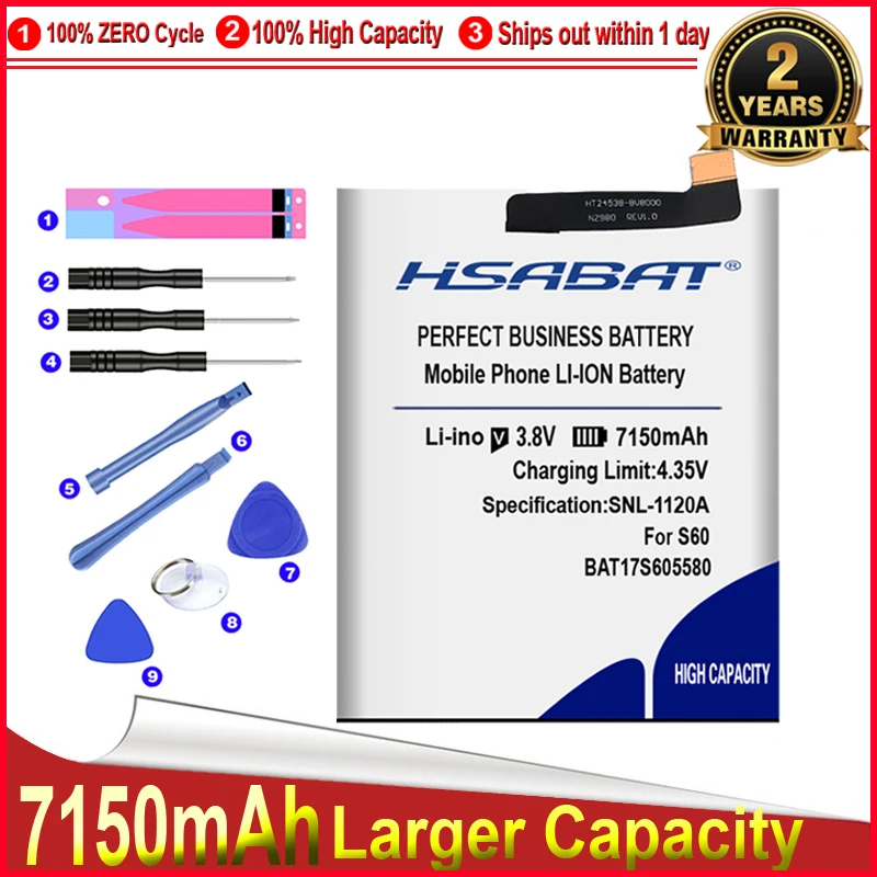 HSABAT 0 цикл 7150mAh батарея для BAT17M15580 и BAT17S605580 DOOGEE S60 Идеальная замена бесплатная