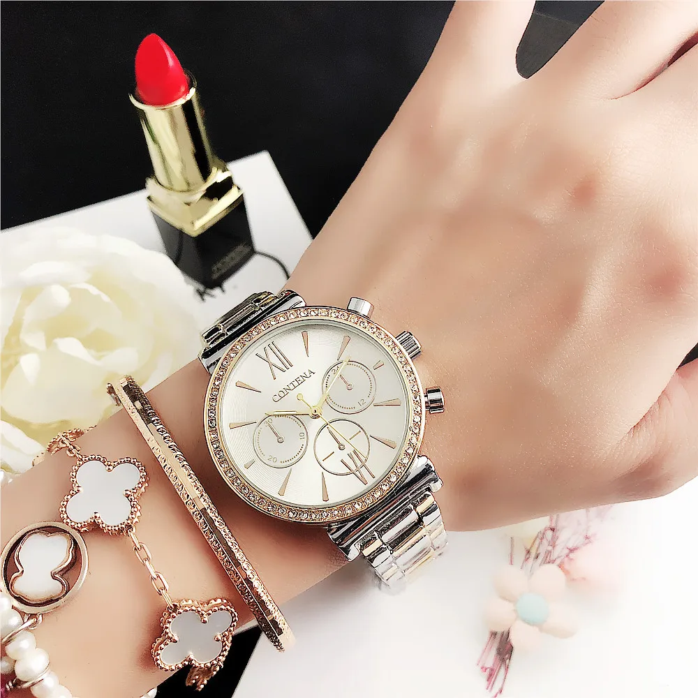 1011 новые стильные часы Модные Простые ретро женские с тремя глазами и шестью