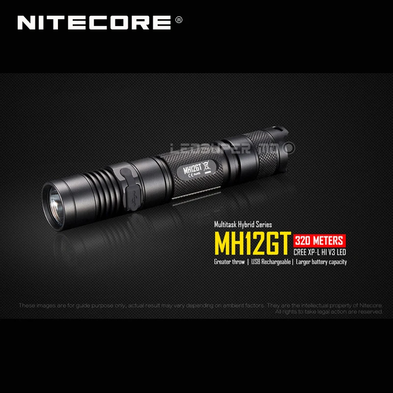 USB Перезаряжаемый светодиодный фонарик NITECORE MH12GT CREE XP L HI V3 1000 люмен с батареей 3400