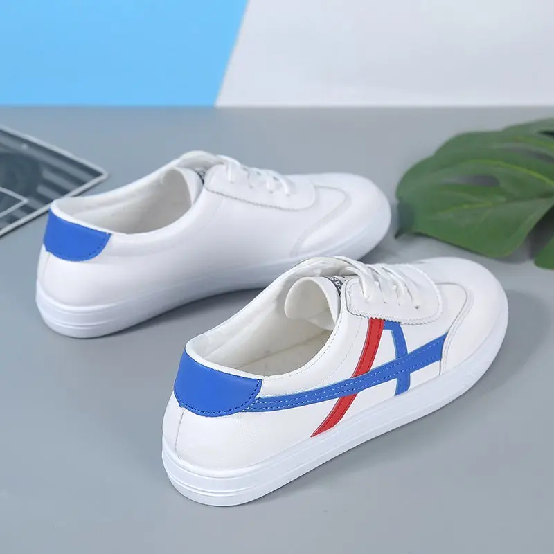 Женские белые туфли на плоской подошве Кроссовки из мягкой искусственной кожи