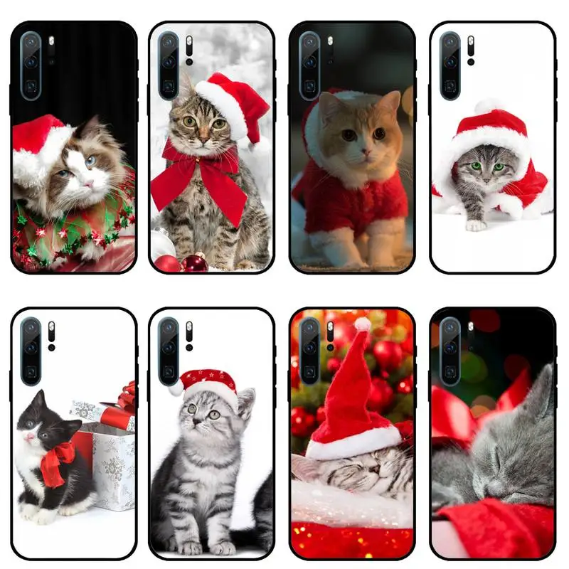 

Christmas cat cute animal Phone Case For Huawei honor Mate P 10 20 30 40 i 9 8 pro x Lite smart 2019 nova 5t