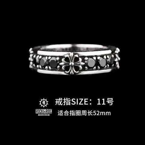 

Same Style with Mall ROCKRIDE Cruciate Flower Obsidian Silver Ring Couple Male and Female Personality Handmade 925 Silver