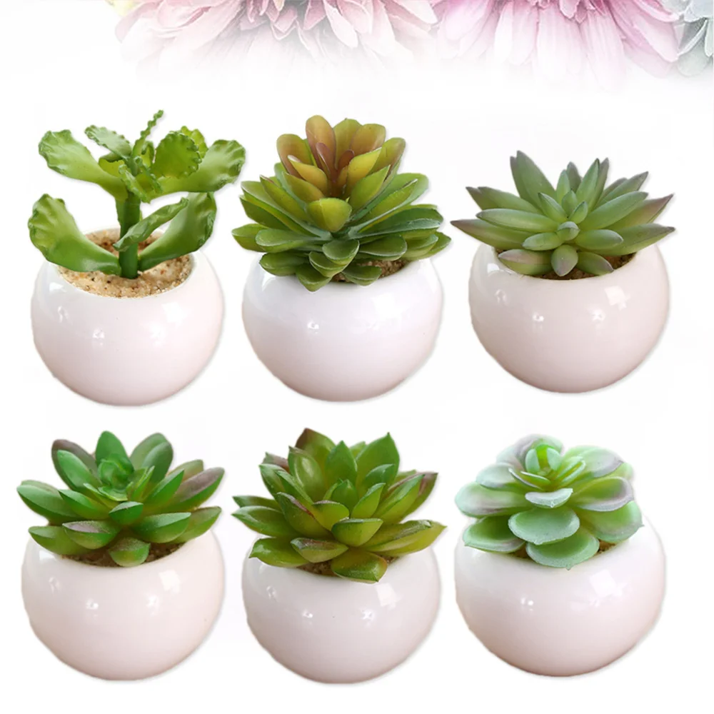 Искусственные домашние суккуленты 6 шт. украшение для гостиной стола офиса полки