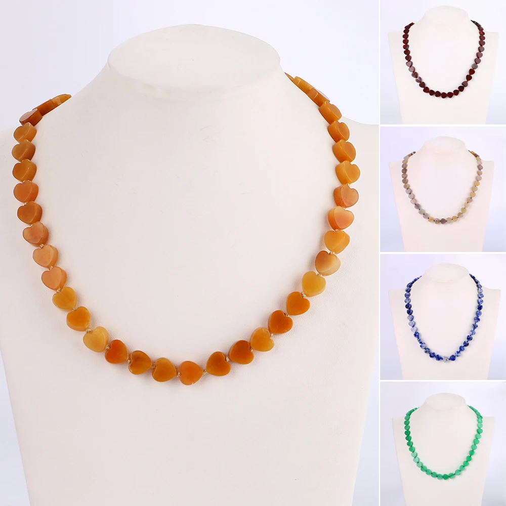 

Fashion Crystal Natural Stone Heart Shape Stone Necklace For Women Chokers Necklace Elegant Party Evening Jewelry Accessories
