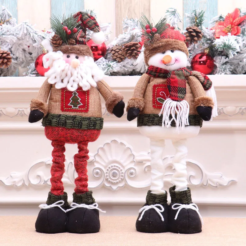 

Bouncing Santa/Snowman Doll 43cm Stuffed Plush with Retractable Spring Legs Christmas Decor Ornaments for Holiday Home frrg