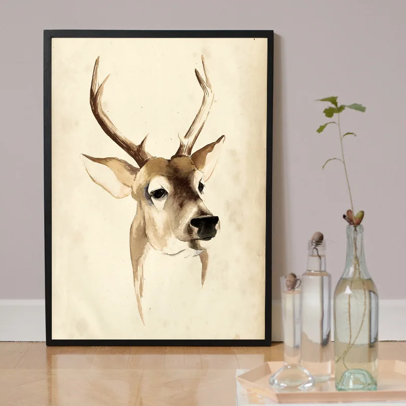 Олень животное Ручная роспись картина в скандинавском стиле декоративное
