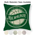 Чехол для баскетбольной подушки с зеленым винтажным логотипом, наволочка для подушки, хлопчатобумажная льняная наволочка с логотипом баскетбола, баскетбола и оленя